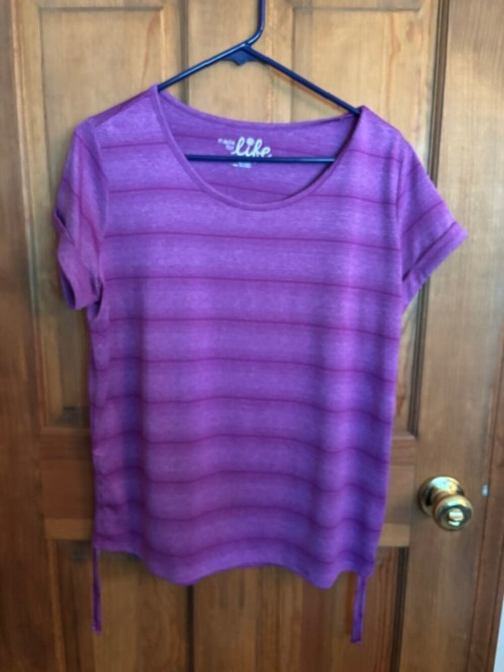 Women’s Made For Life Short Sleeve Shirt In Purple Size PL - 100% Polyester